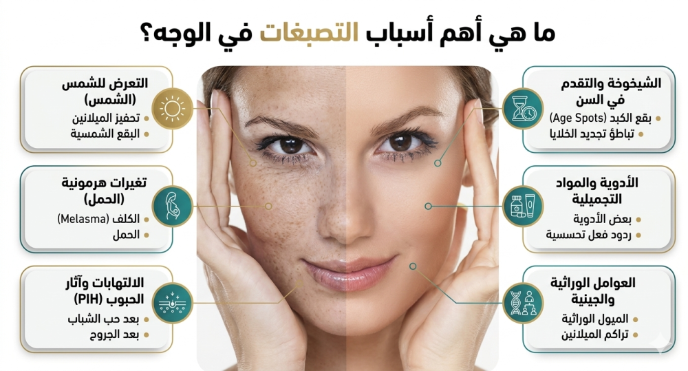 ماهي أسباب التصبغات في الوجه وكيفية التخلص منها