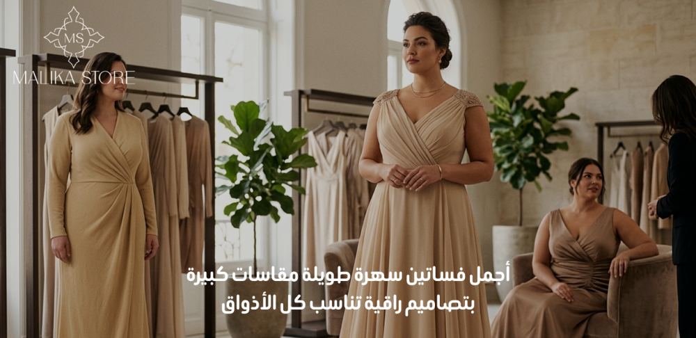 فساتين سهرة طويلة مقاسات كبيرة