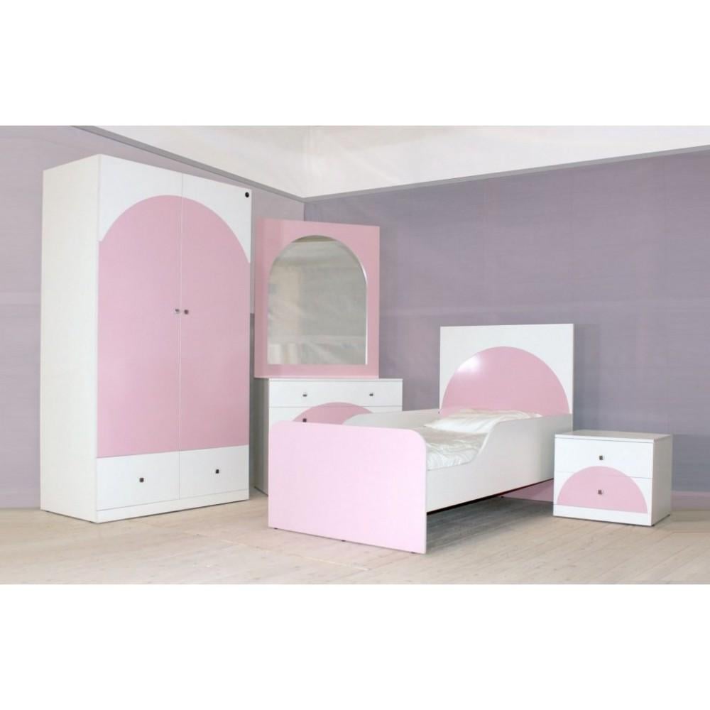 غرفة نوم ام دي اف 4 قطع وردي وأبيض(تصنيع حسب الطلب)