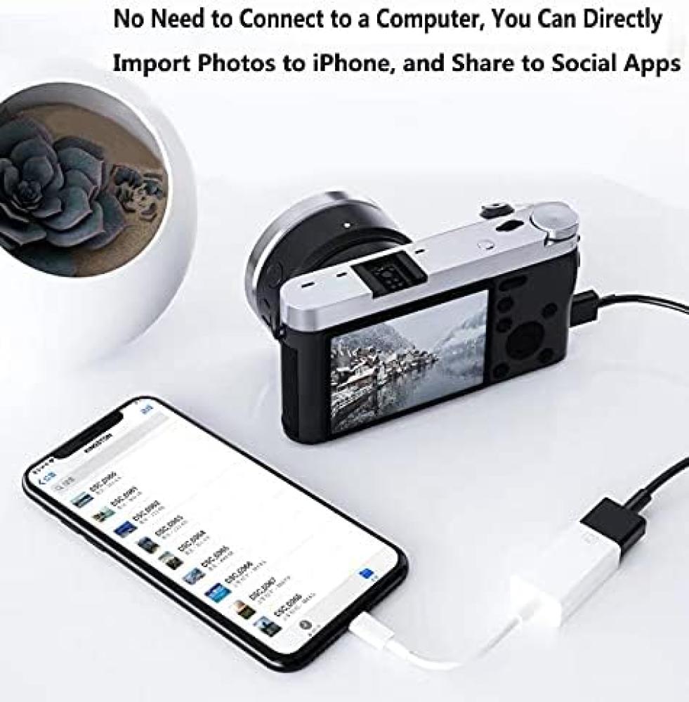 محول لايتنينج الى USB من spon لتوصيل قارئ البطاقات، ذاكرة فلاش USB، قرص يو، كيبورد، ماوس، موزعات