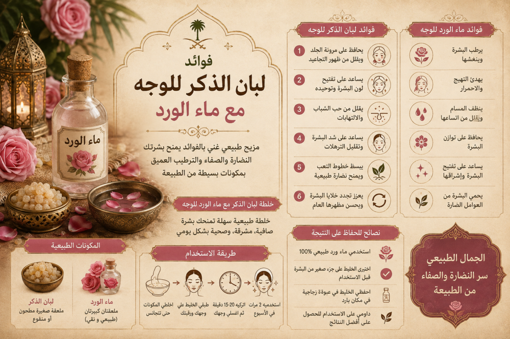 فوائد لبان الذكر للوجه مع ماء الورد