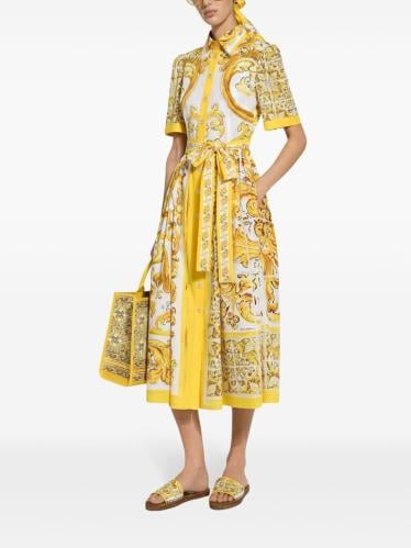 Dolce&Gabbana قميص طويل قطن بطبعة 'ماجوليكا