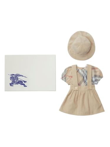 Burberry Kids طقم 3 قطع من القطن العضوي بكاروهات