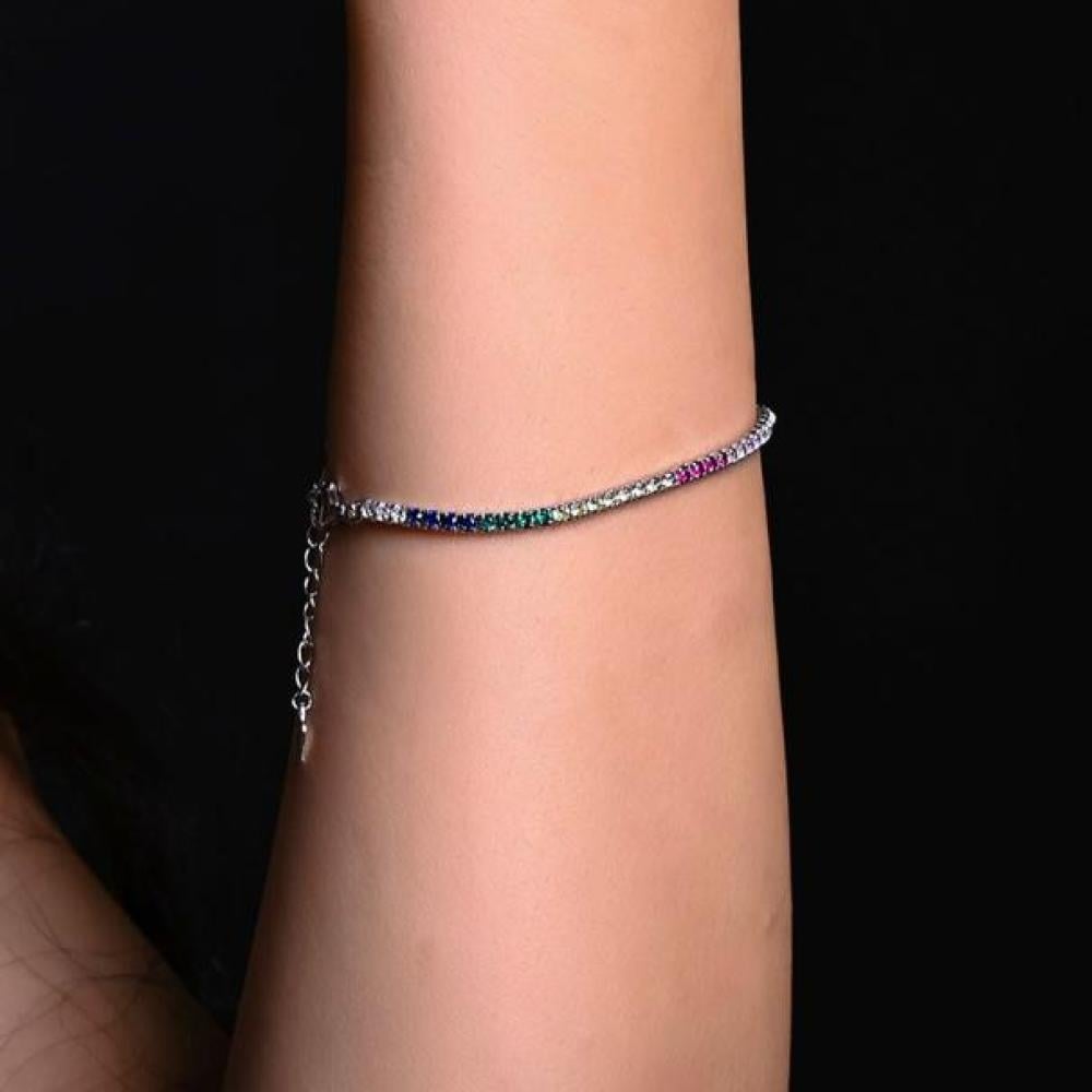 اسورة فضة عيار S925 (فصوص زيركون بلون مميز)