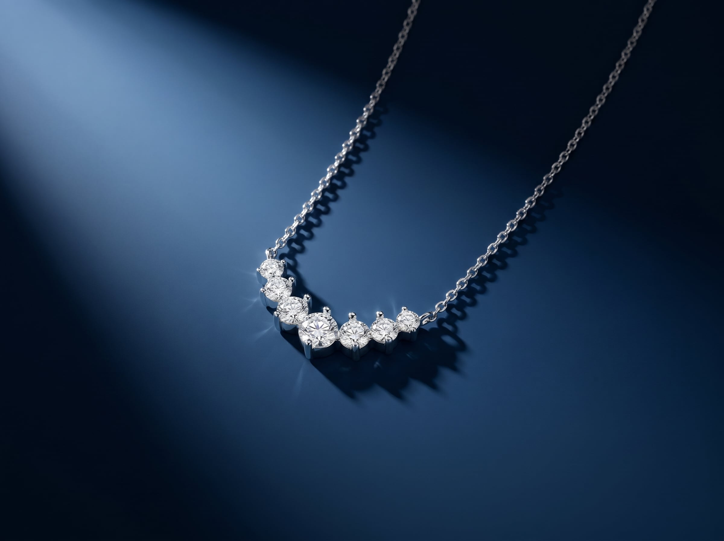 Pleiades moissanite necklace with 2ct VVS1 clear stones in 925 sterlin