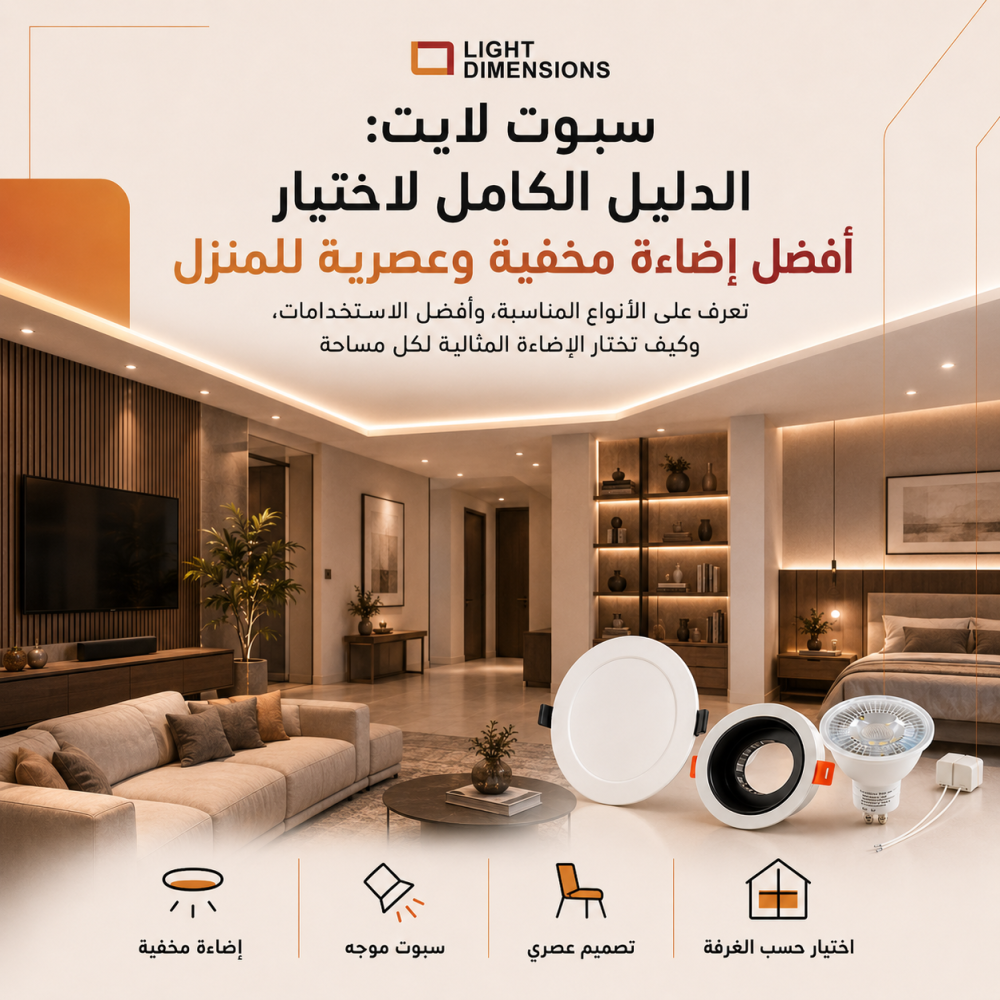 سبوت لايت: الدليل الكامل لاختيار أفضل إضاءة مخفية وعصرية للمنزل
