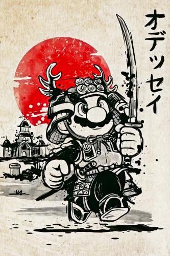 لوحة ساموراي ماريو- Mario Samurai