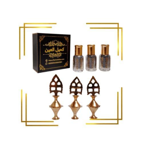 3 عبوات نص تولة اثمد اسود + 3 مكحلة هدية محانا + ت...