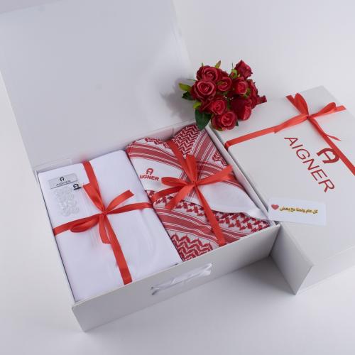 طقم رجالي ماركة أقنر – شماغ فاخر + قماش أنيق + تغل...