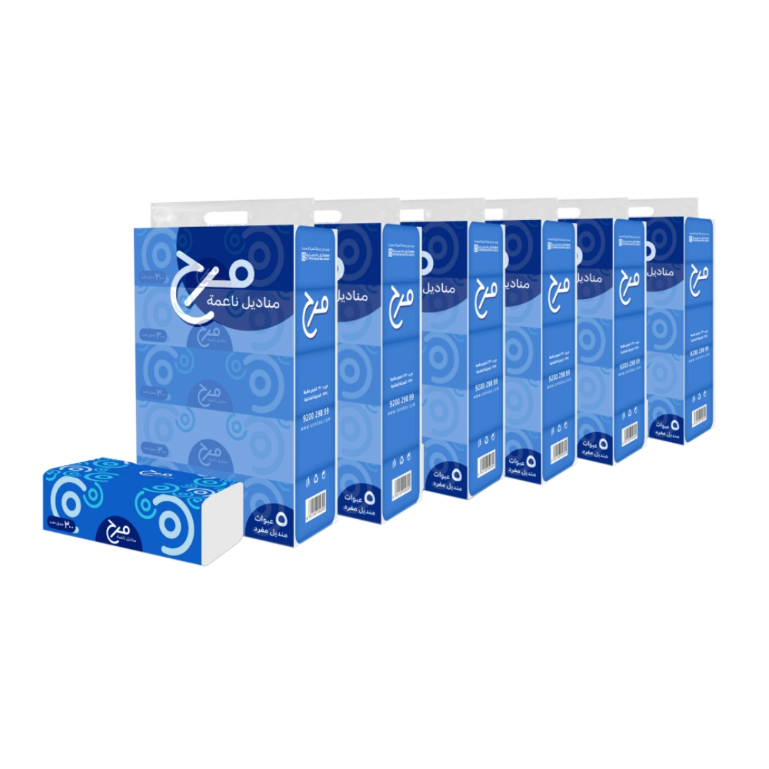 مرح مناديل وجه ناعمة 300 منديل مفرد