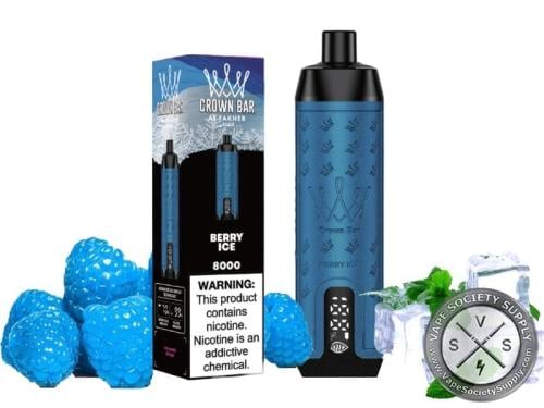 شيشة كراون بار 8000 سحبه بيري ايس من تاج الفاخر CROWN BAR 5MG