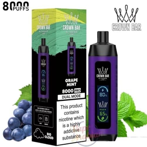 سحبة الفاخر كراون بار برو 8000 سحبة عنب النعناع AL FAKHER CROWN BAR PR