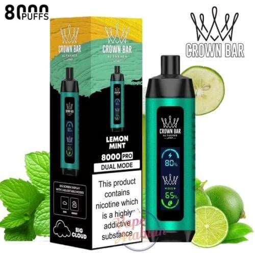 سحبة الفاخر كراون بار برو 8000 سحبة ليمون النعناع AL FAKHER CROWN BAR
