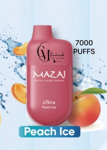 جديد مزاج الترا 7000 سحبه خوخ آيس Mazaj Ultra Peach Ice 7000 Puff