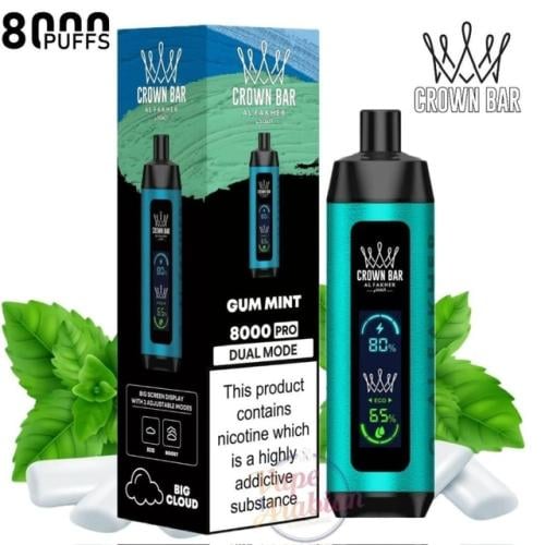 سحبة الفاخر كراون بار برو 8000 سحبة علكة النعناع AL FAKHER CROWN BAR P