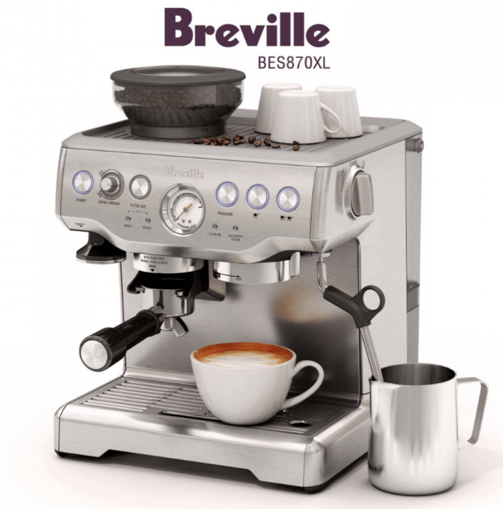 ماكينة بريفيل اكسبريس مع كوب للقهوه و بتيشر للحليب