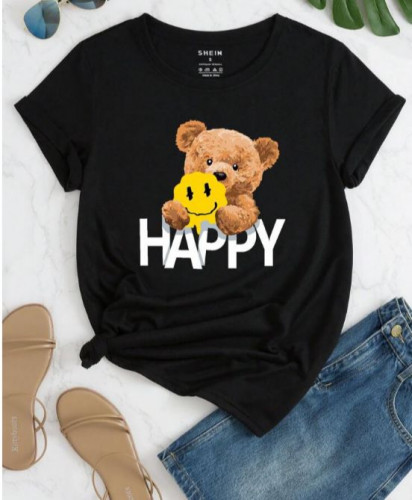 تيشرت اسود HAPPY