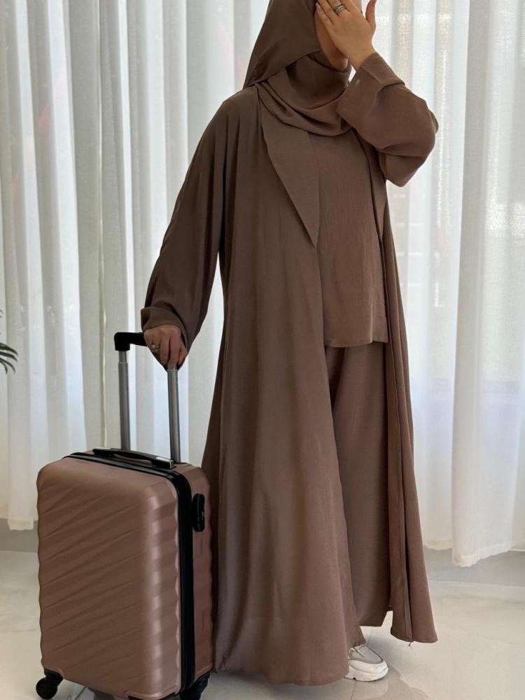 عباية سفر ياقة بني