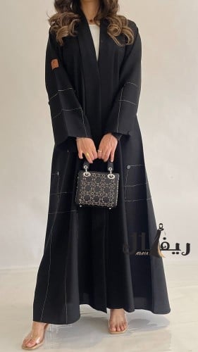 عباية كريب كتان بأزرار