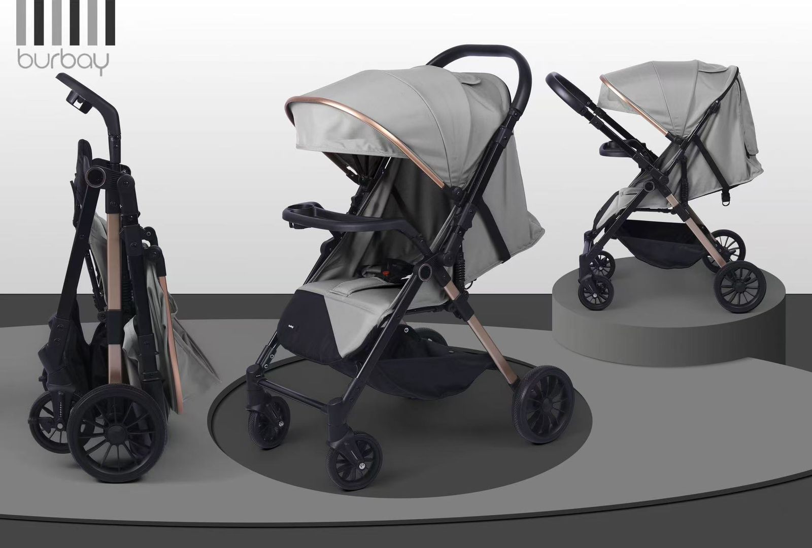 عربة أطفال بورباي اتجاهين وطاولة