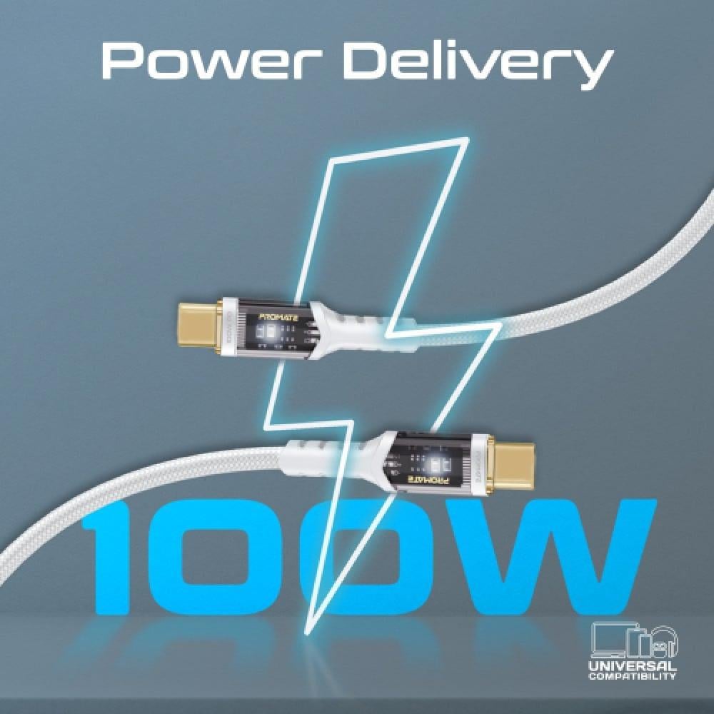 كيبل LucidLine-CC200 USB-C بقوة 100 واط من Promate