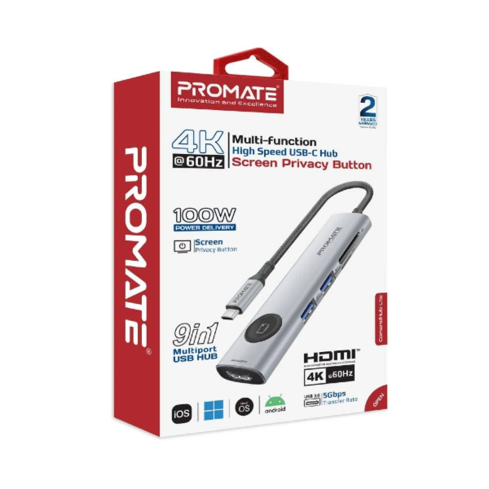 موزع بيانات USB-C عالي السرعة 9 في 1 ComandHub-Lite  من Promate