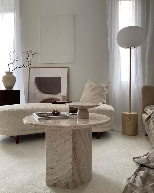 طاولة جانبية رخام ترافنتينو