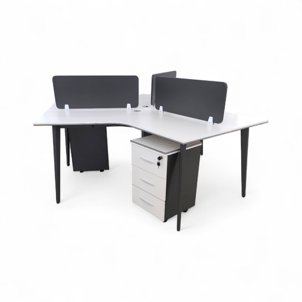 وحدة عمل ثلاثي خشب بقاعدة حديد مع 3 كمدينات