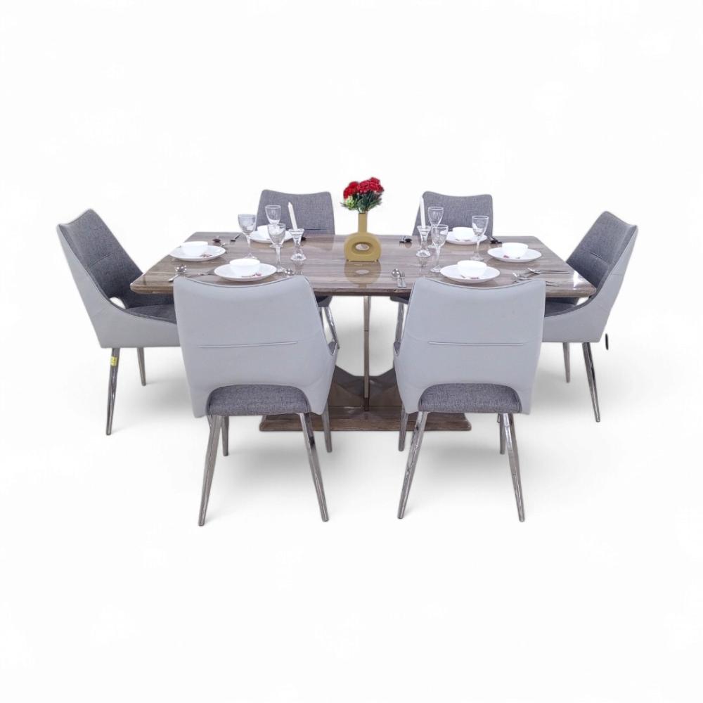 طاولة طعام 1+6 سطح خشب MDF