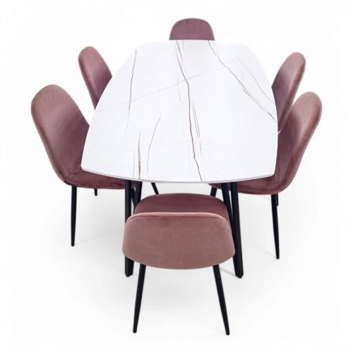 طاولة طعام 1+6 سطح خشب MDF