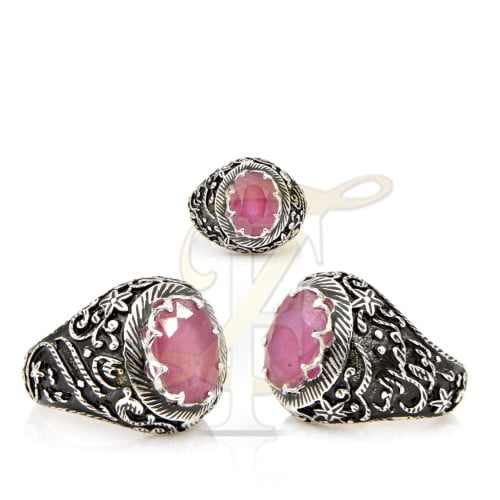 خاتم (ياقوت) فضة عيار 925