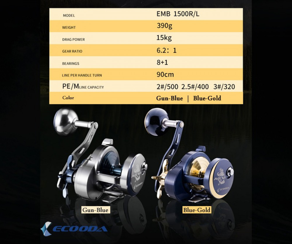 ECOODA MAGIC BALL EMB1500 Slow Jigging Fishing Reel 6.2:1 Ratio