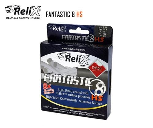 خيط صيد ريليكس فانتاستك 8 بريد بقوة 20 باوند طول 300 متر مقاس 1,5