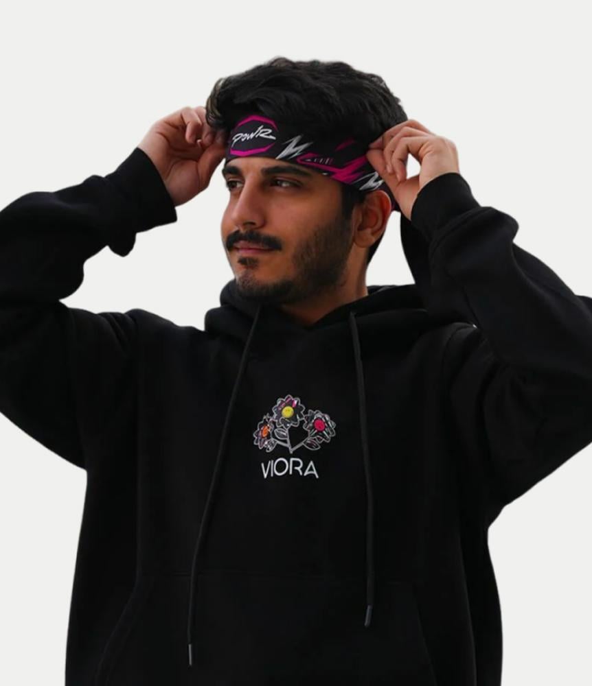 POWR Head band-black & pink