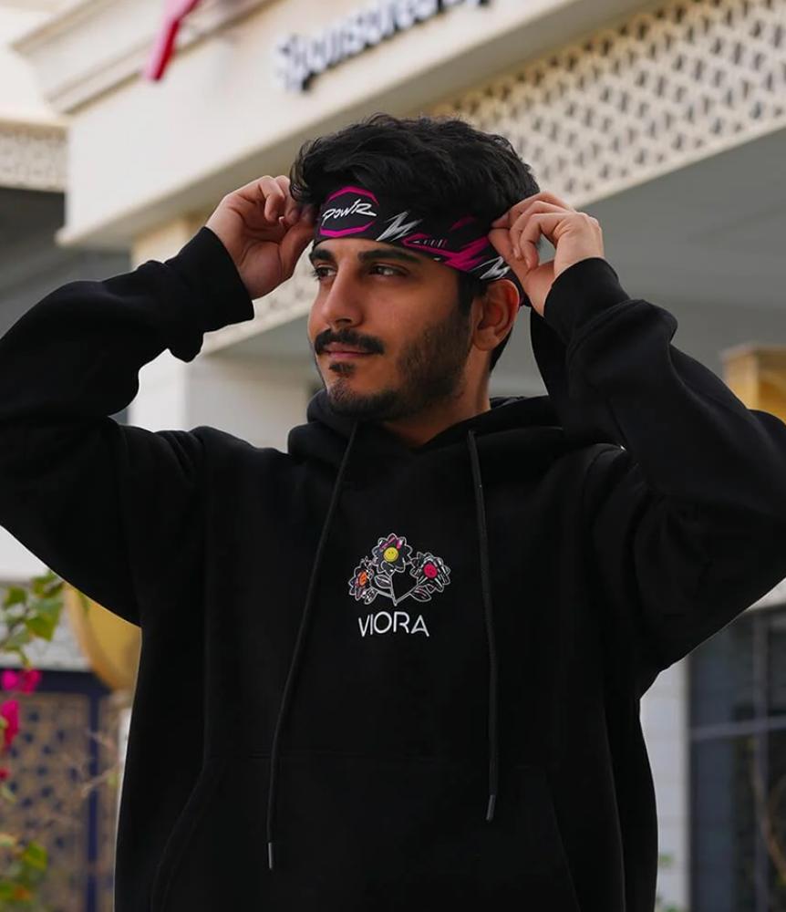 POWR Head band-black & pink