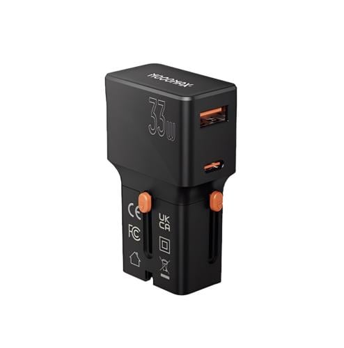 فيش السفر الأصغر عالمي بقوة 33W من موج ماكس أسود