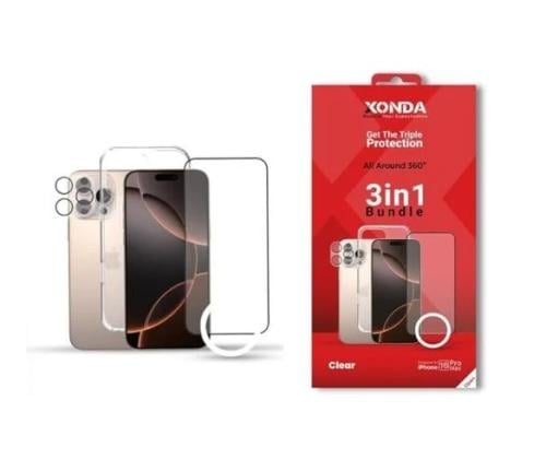 زوندا بكج حماية 3 في 1 ايفون 16 برو ماكس حفظ شفاف