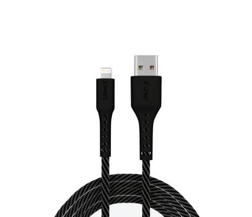 ليون اكس كيبل شحن يو اس بي الى ايفون لايتنينج قماش بطول 1 متر -أسود