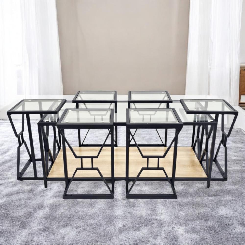 طاولة شاي زجاج 7 قطع زجاج