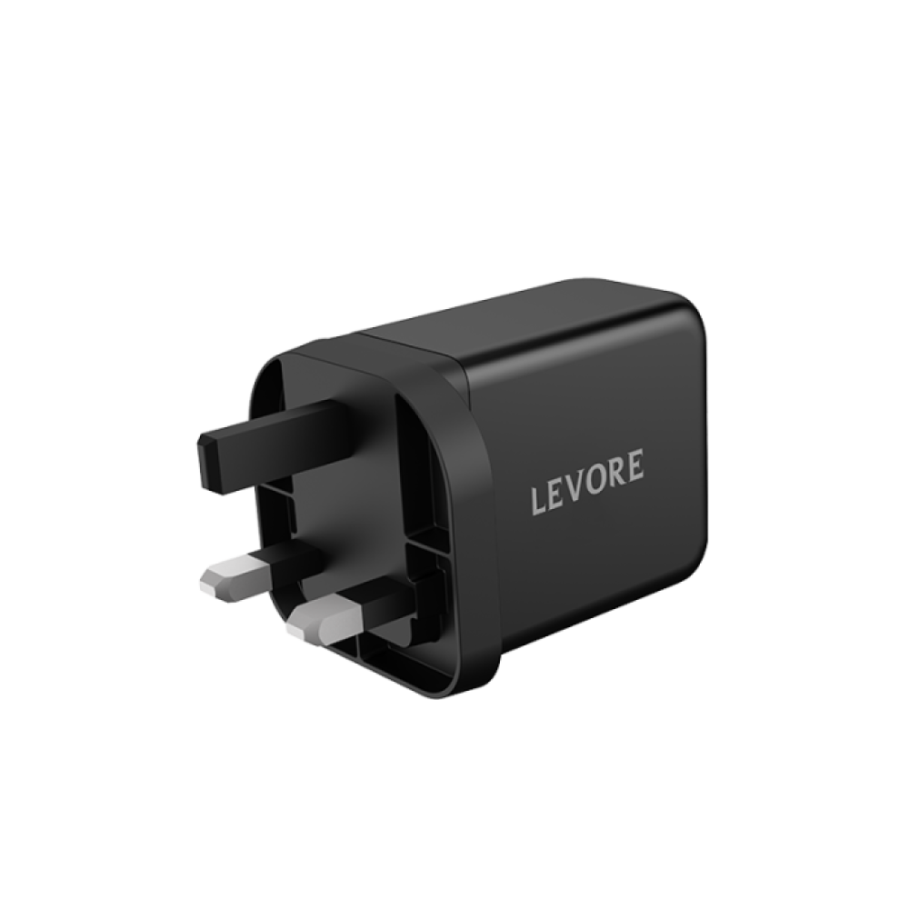 شاحن جداري ليفوري 65 واط منفذين USB-C ومنفذ USB-A - أبيض