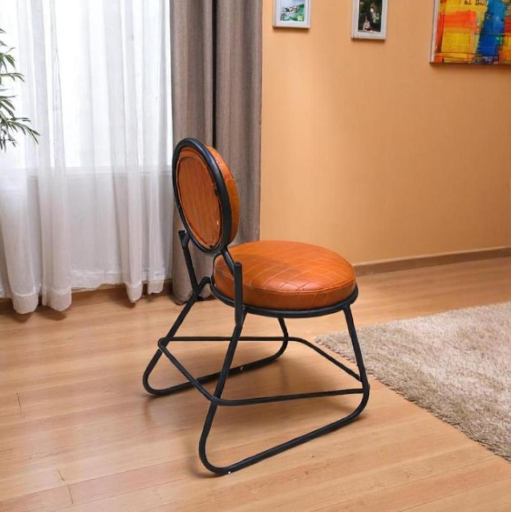 كرسي مفرد جلد بني