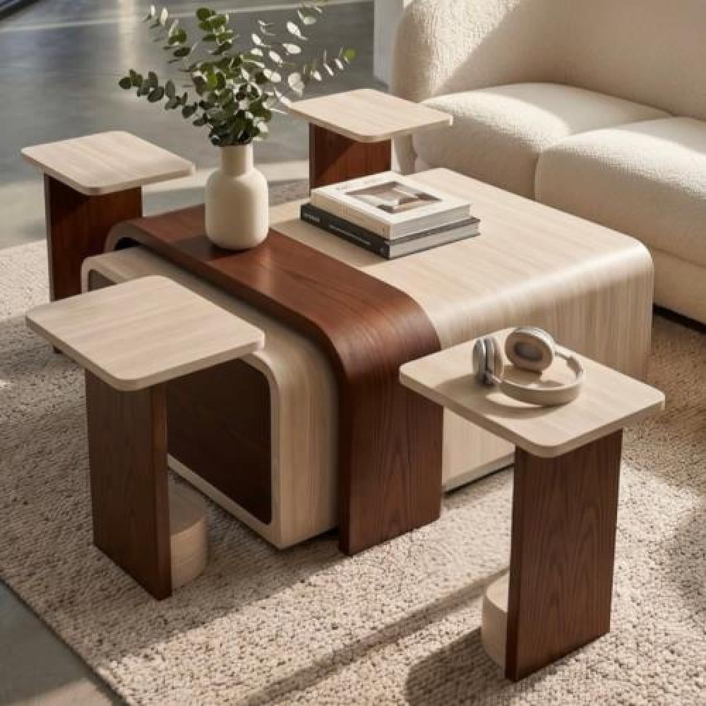 Oak and marble alternative hospitality table set