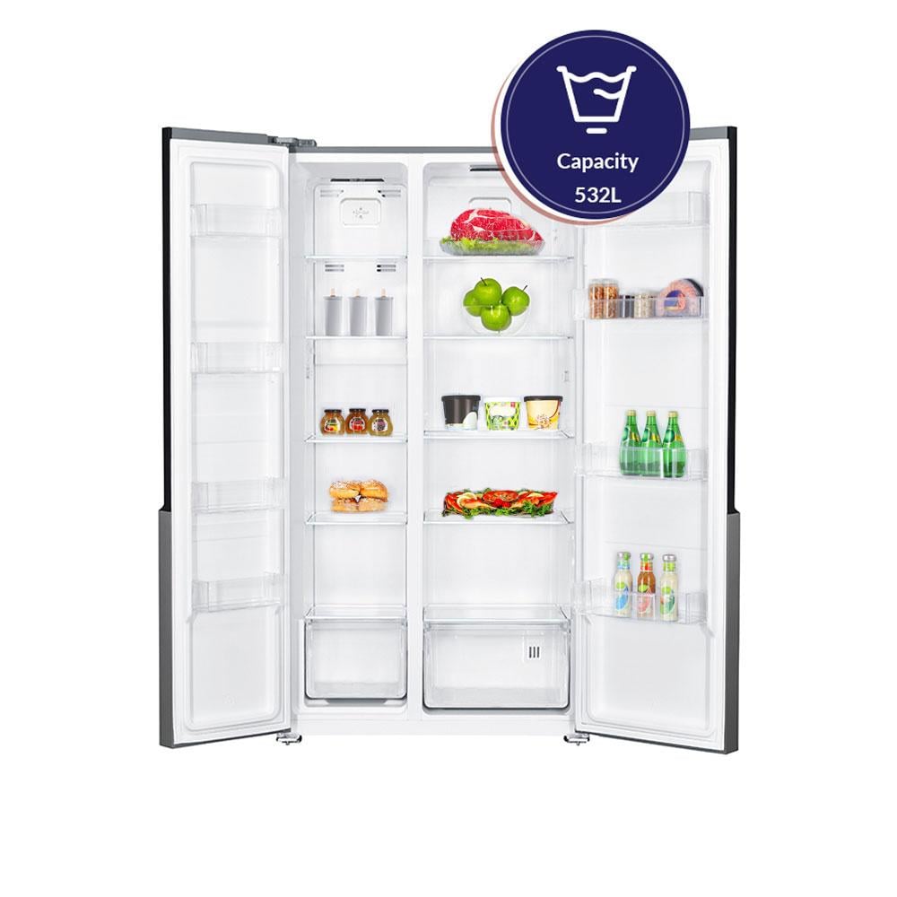 ثلاجة أرو 532 لتر ببابين متجاورين، 18.39 قدم | نوفروست | لون فضي RO2-820SNF