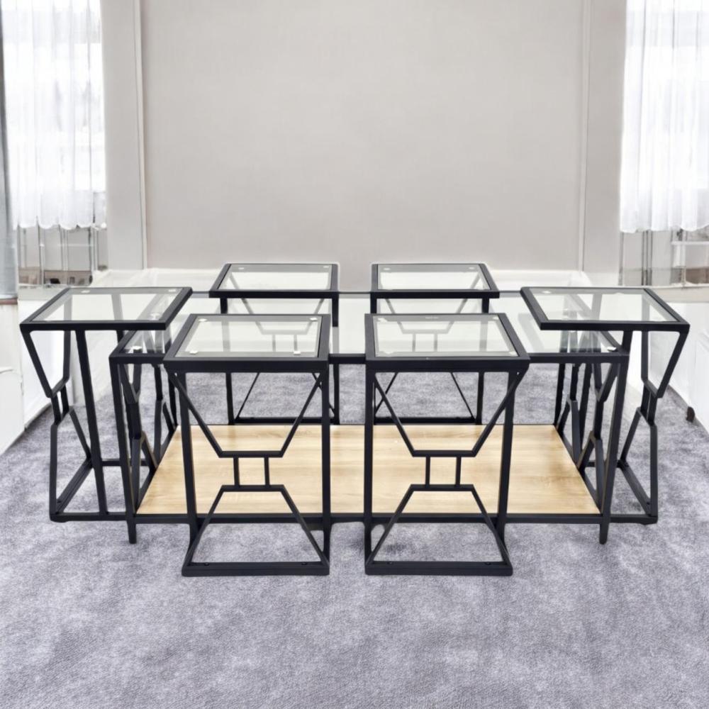 طاولة شاي زجاج 7 قطع زجاج