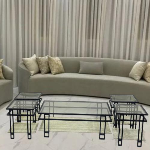 طقم طاولة دورين سطح شفاف 4+1