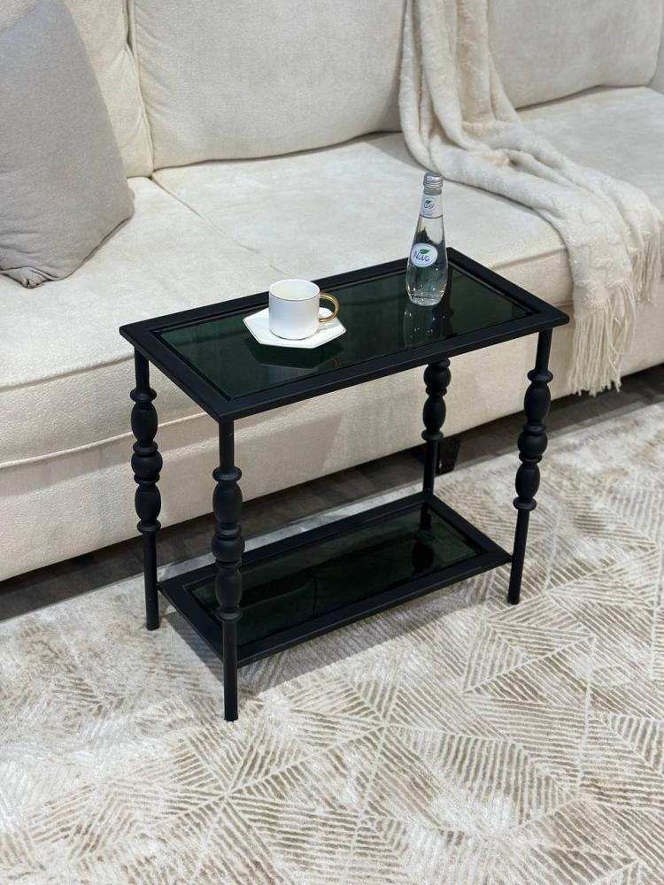 طقم طاولة ضيافة زجاج اسود  مع 4 خدمة