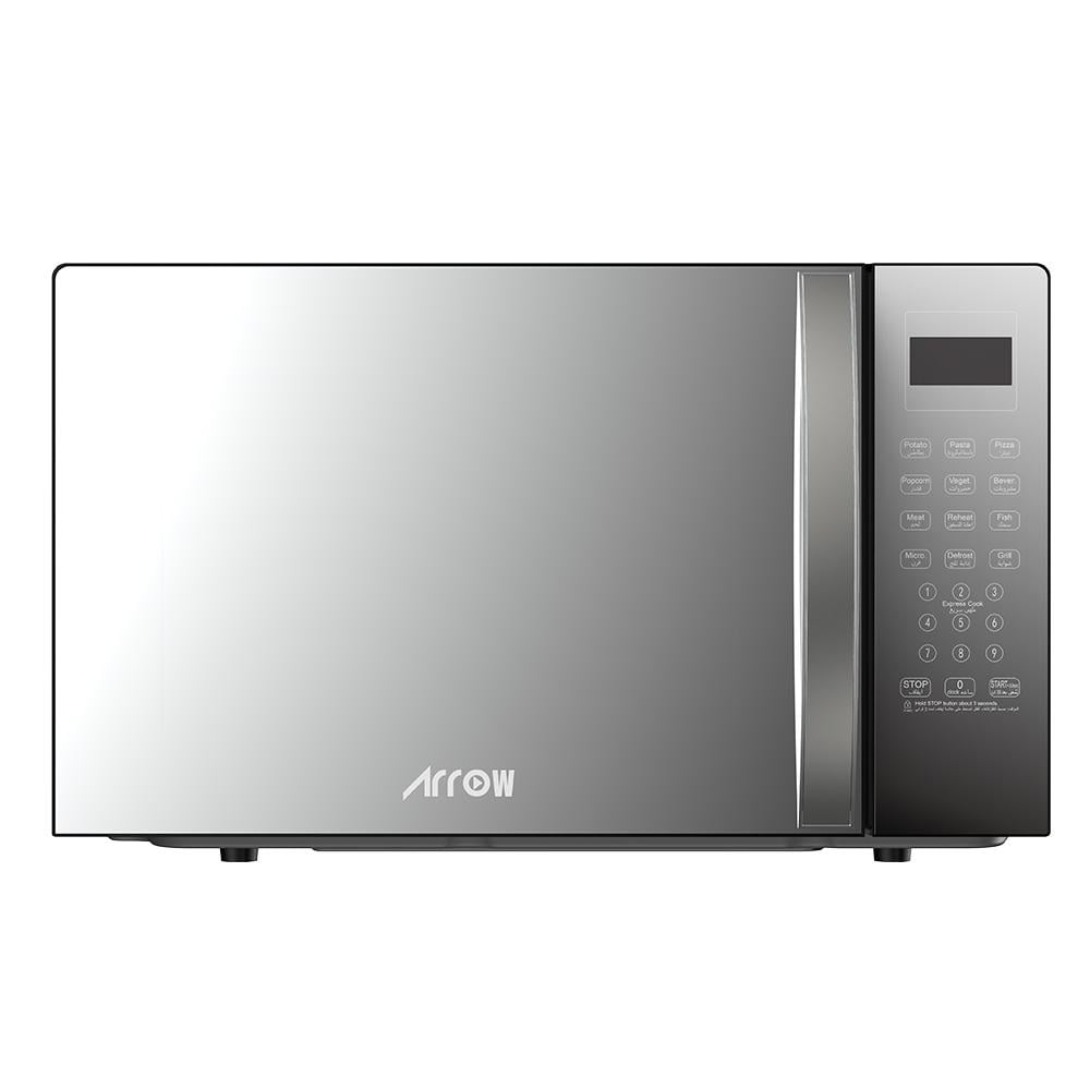 ميكروويف أرو رقمي 42 لتر مع شواية, لون فضي, خرج ميكروويف 1000 واط وقوة شواية 1000 واط، 10 مستويات طاقة للميكروويف, زجاج مرآة | RO-42MWBG