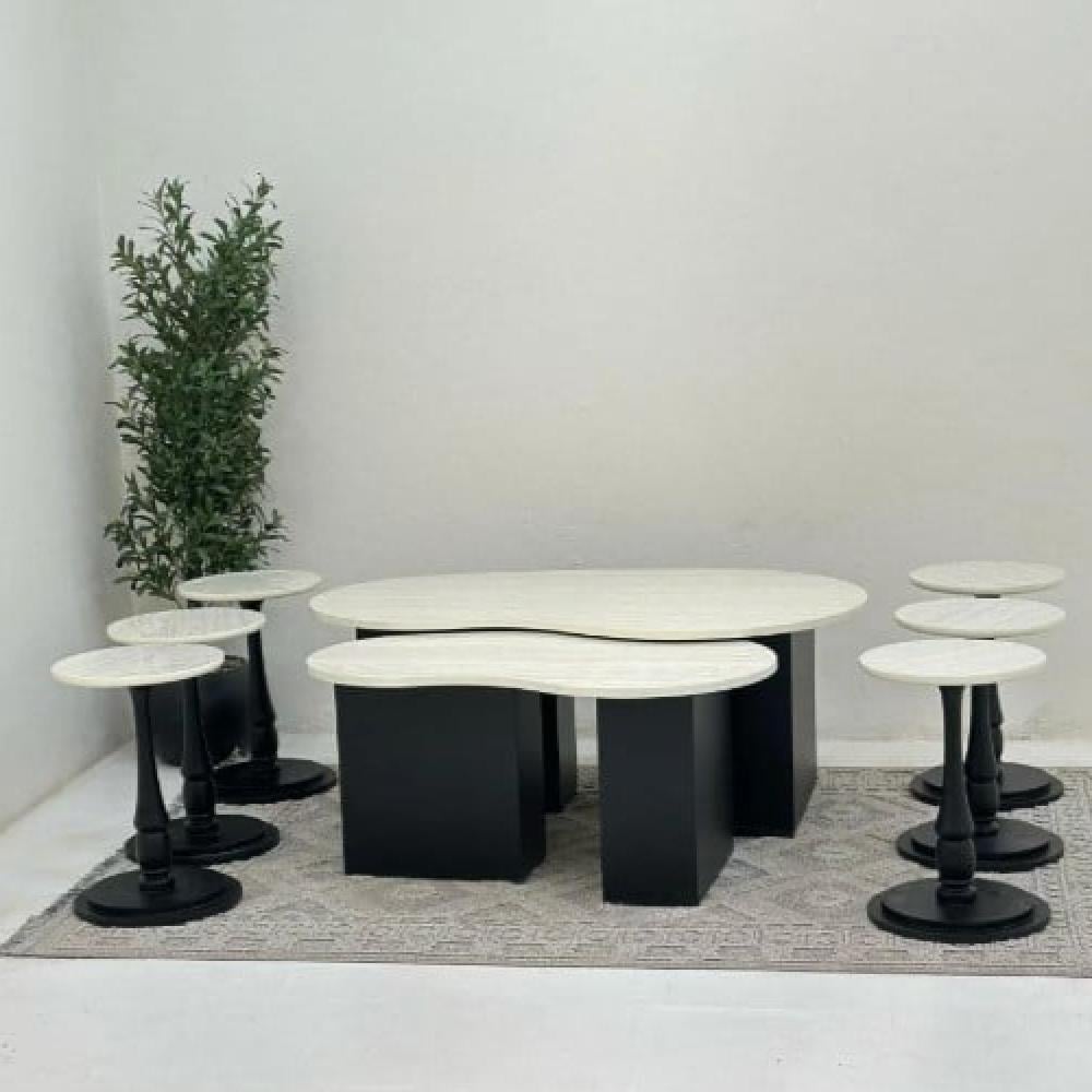 طقم طاولات 8قطع سطح بديل الرخام