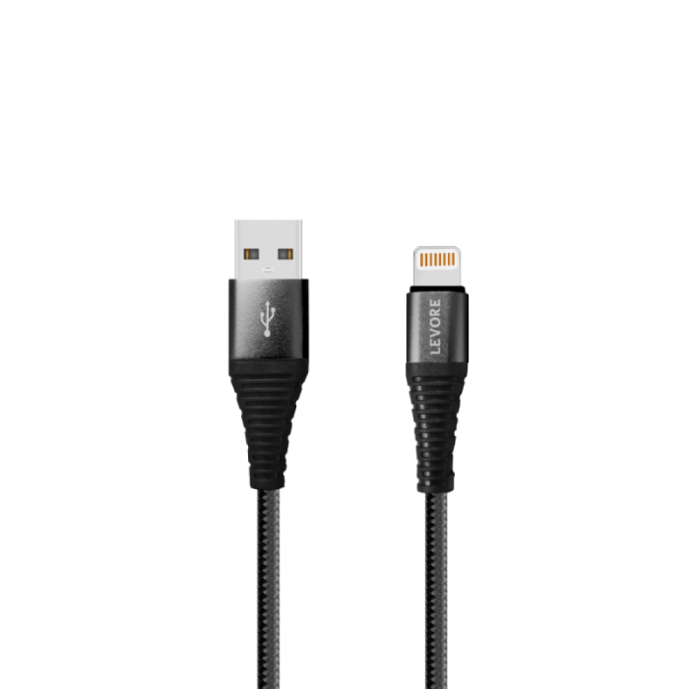 سلك شاحن ليفوري ايفون USB بطول 1 م نايلون - اسود