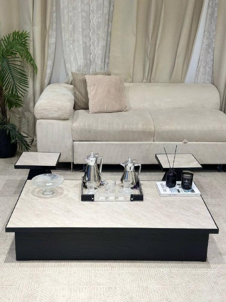Marble-look floor table set with 6 side tables*Offers